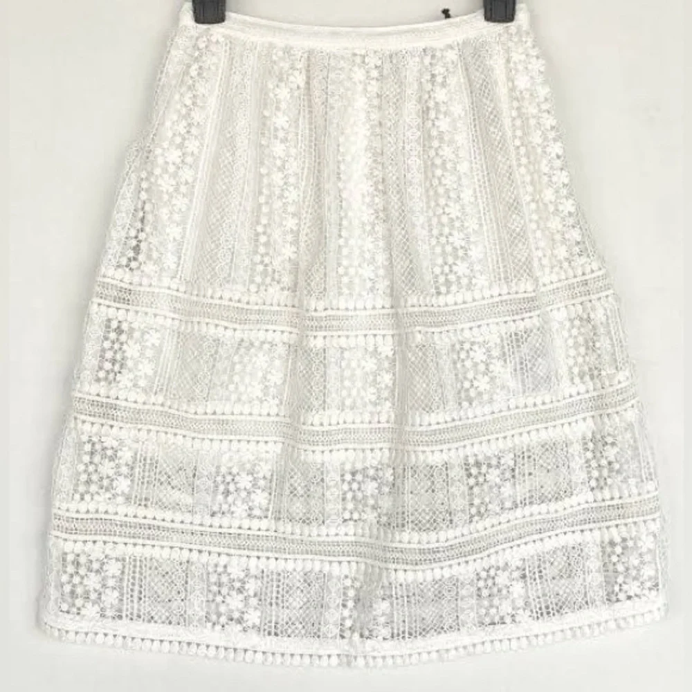 All Saints White Lace A-Line Midi Skirt - Picture 2 of 9